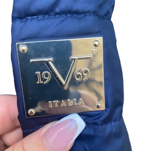 Versace 19.69 Navy Puffer Jacket with Silver Hardware 19V69 I Size: 2X - Picture 8 of 16